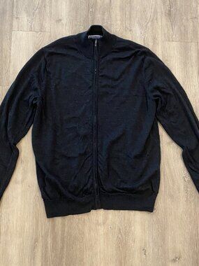 Charles Tyrwhitt Pure Merino Full Zip Through Cardigan - Charcoal (Men's L)